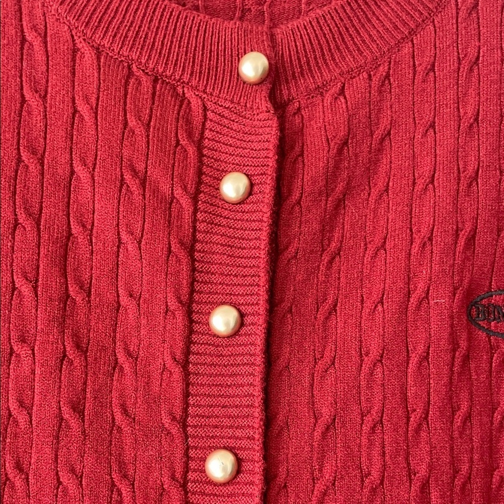 Korean Style Fashion Cable Knit Gold button Cardigan|Dark Red| OS| NWOT - Picture 5 of 6